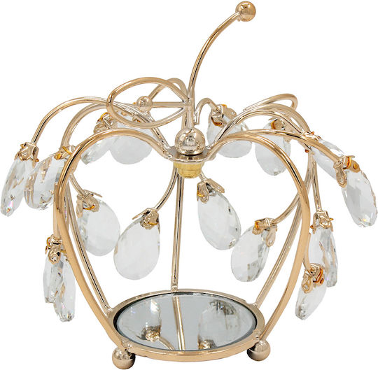 Decorative Metallic Apple 17x12x17 Cm Gold Crystals Mirror Keskor 43317-3
