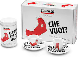Συσκευασία Δώρου Καφές Espresso Trucillo Espresso Speaks Italian 250g Αλεσμένος Φλυτζάνια Espresso