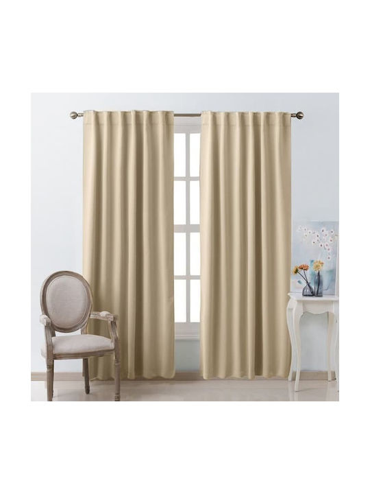 Sidi Home Plast Blackout Curtain with Grommets Beige 140x260cm