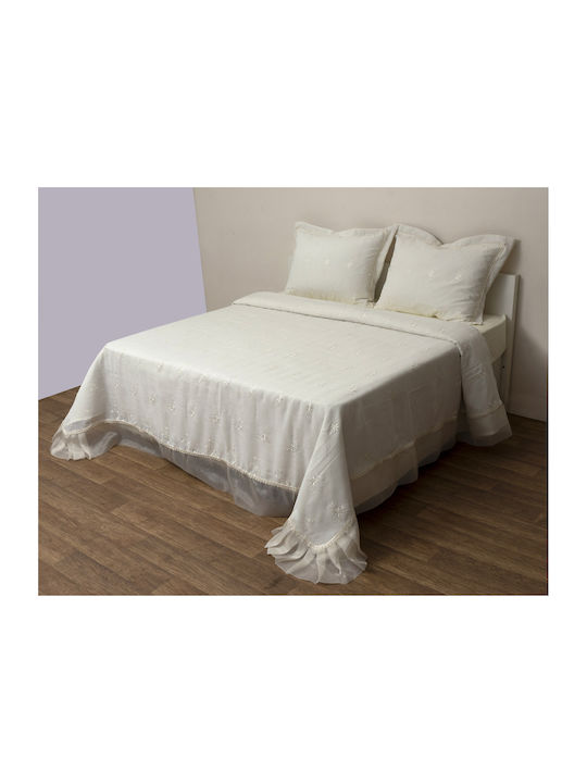 Viopros Viopros Coverlet Set Ecru Microfiber 240x250cm 3 Pieces