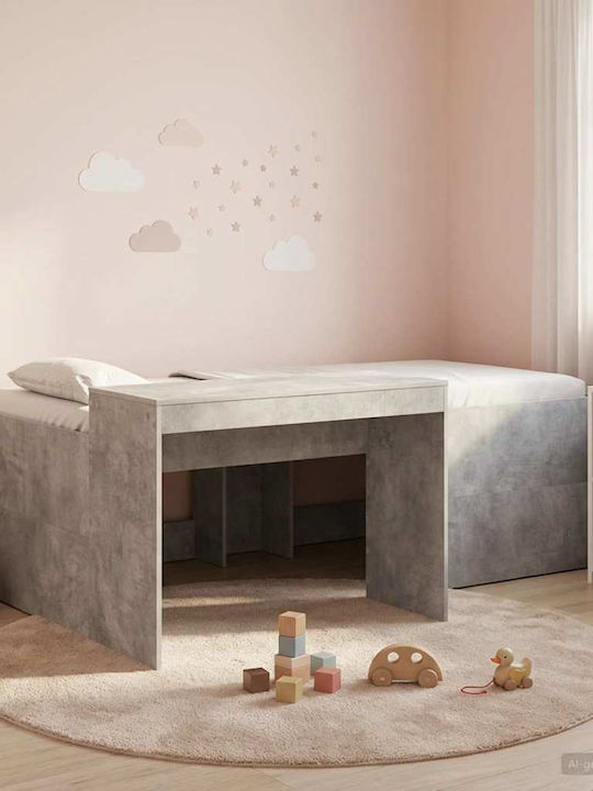Kids Bed Loft Single with Desk Grey