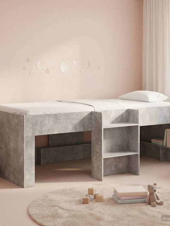 Kinderbett Hochbett Einzeln mit Stauraum Grau