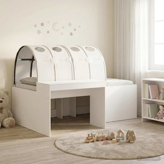 Kids Bed Loft Single with Desk White