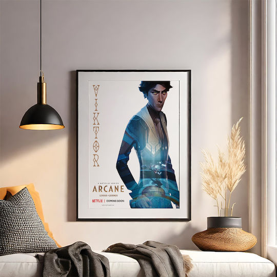 Gaming Poster Arcane League Legends Viktor Gm2397 40cm x 50cm Schwarzer Hölzener Rahmen