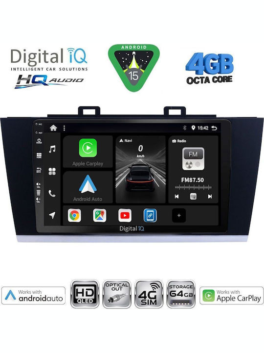 Digital IQ Car Audio System for Subaru Legacy / Outback 2014-2019 (Bluetooth/USB/WiFi/GPS/Apple CarPlay/Android Auto) with 9" Touch Screen