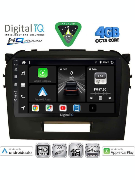 Digital IQ Car Audio System for Suzuki Vitara 2016-2022 (Bluetooth/USB/WiFi/GPS/Apple CarPlay/Android Auto) with 9" Touch Screen