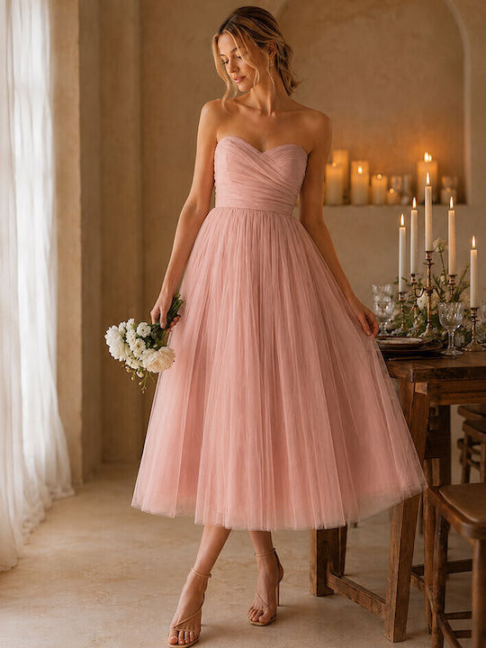 Cuca Dress with Tulle Wedding - Christening Pink