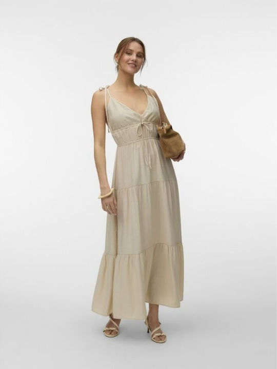 Vero Moda Лятна Maxi Рокля Екрю