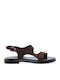 Myconian Leather Women's Flat Sandals Brown