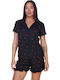 Comfort Sommerliches Damen-Schlafanzug-Set Baumwollene Schwarzes