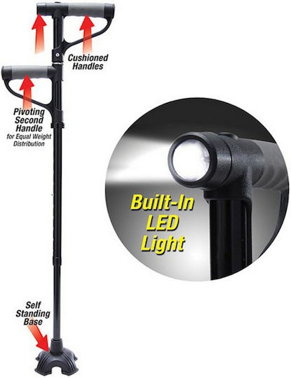 Folding Walking Stick 2 Handles Height Adjustment Led Flashlight My Get Up & Go Cane