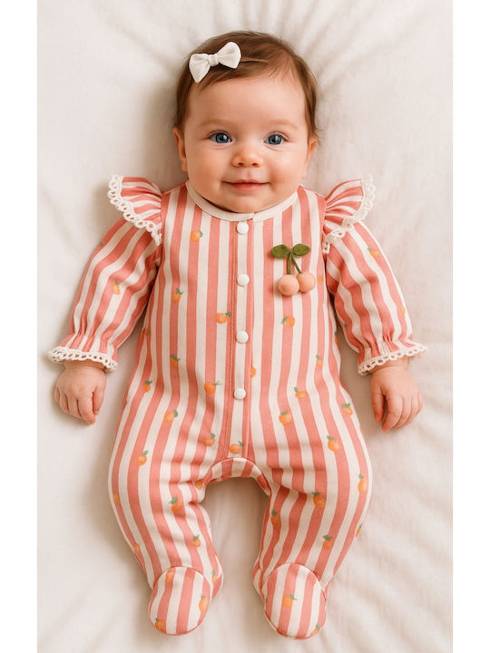 SteweHome Set Onesie With Accessories Orange White 2 Pieces