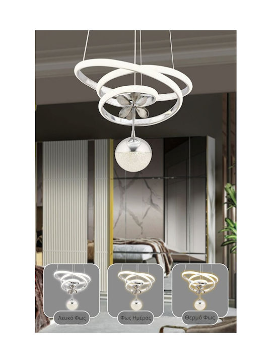 SteweHome Silver Pendant Ceiling Light with Crystals 30x70x81cm