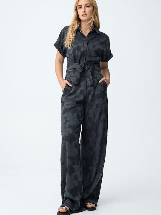 Women's High Rise Pantaloons in Loose Fit Floral Blue