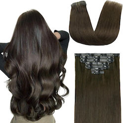 Extension with Clip with Human Hair in Dark Chestnut Colour 55cm Extension with Clip with Human Hair in Dark Chestnut Colour 55cm