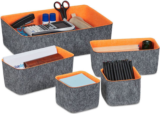 Relaxdays Organizator De Sertar 5 Bucăți În 3 Dimensiuni Portocaliu Gri 11,5x26,5x37,5 Cm