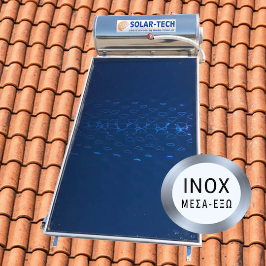 Solar-Tech ST-DGL Inox in out Слънчев Бойлер 80л Inox Двойно Действие 1.5кв.м Керамична Плочка Изборен