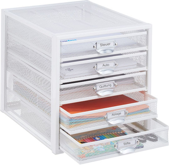 Relaxdays Desktop Drawer 5 Slots 27.5x35.5x29cm White