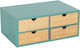 Relaxdays Sertar pentru Birou cu 4 Compartimente 33x21x14cm Verde