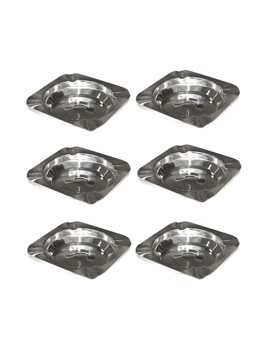 Set 6 Quadratische Edelstahl-Aschenbecher Raki