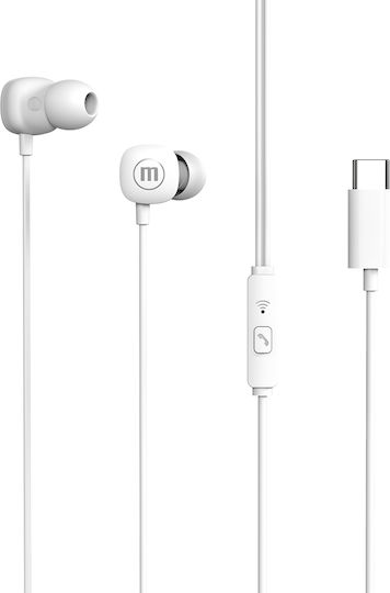 Maxell Square Type-c Earphones Microphone In-ear Stereo 1.2m Phone Compatible White