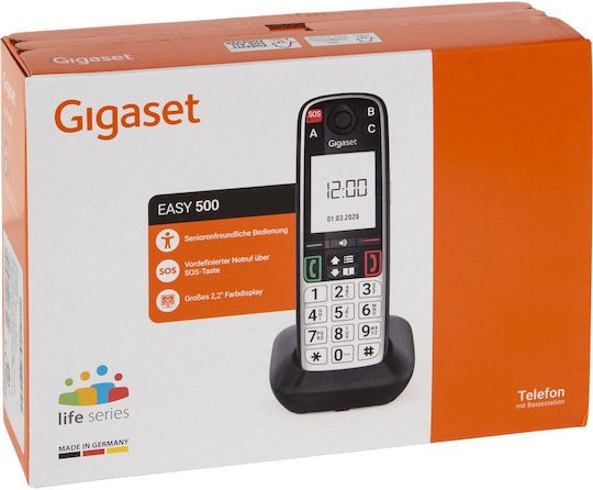 Gigaset Gigaset Easy 500 Black Dect Landline Phone Senior Phone 5.8 Cm 2.2 Inch Tft Color Display Sos Button Optical Call Signaling Phonebook