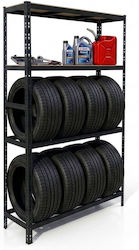 Relaxdays Tire Rack 2 Shelves Black 180x40x110 Cm 150 Kg Capacity Per Level