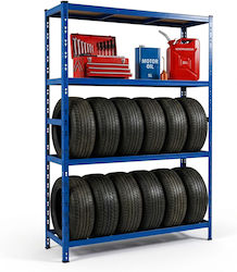 Relaxdays Tire Rack 2 Shelves Blue 180x40x120 Cm 150 Kg Capacity Per Level
