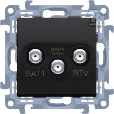 Simon 10 Satellite Antenna Jack Dual Sat-sat-rtv Module 1x Input 5 Mhz-2.4 Ghz Black Matt Cask2f.01/49