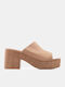Wildleder Damen Pantoletten mit Hochabsatz in Beige Farbe