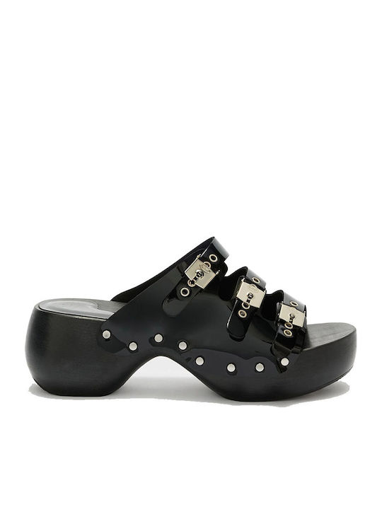 Pescura Mules with Heel in Black Colour