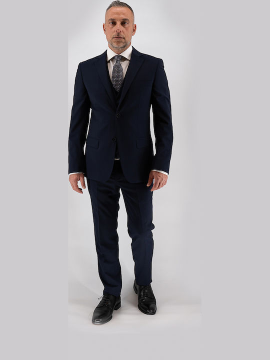 Winter Men's Suit with Vest Blue