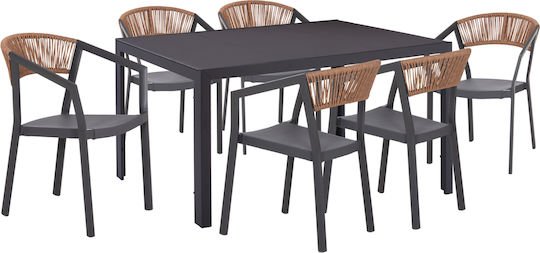 Outdoor Dining Set Miri 7 Pieces Dark Gray
