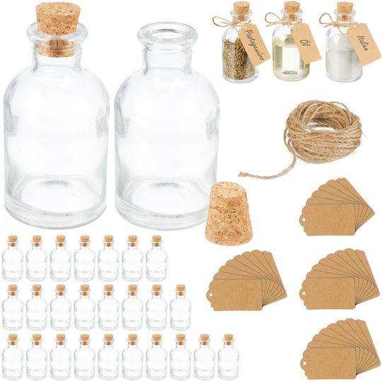 Set Borcane Decorative Dop Plută Relaxdays Transparent 9x5cm Capacitate 60ml