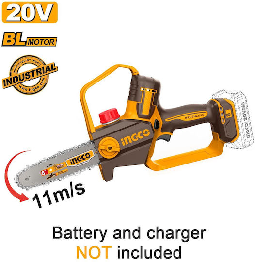 Ingco Pruning Chainsaw Battery Solo Brushless 20V 1.25kg with 20cm Blade