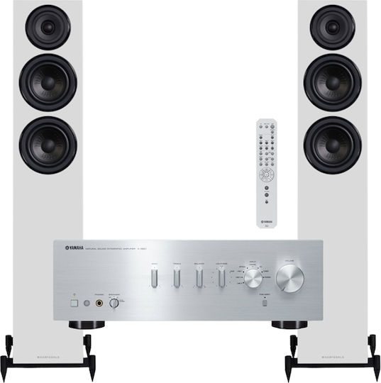 Yamaha Yamaha Tonsystem 2.0 A-S501S Mit Wharfedale 12.3 Bundle 50962 120W Mit Blu-Ray Player Und Bluetooth Silber
