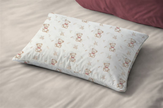 Dimcol Newborn Bear 716 Kids Pillowcase Made of 100% Cotton 50x70cm White-Beige