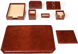 Bagcity Schreibtischset Braun 8 Stück Schreibtischunterlagen Deckel 60 x 40 Echtes Pflanzenleder 30fdt04 3004-04