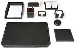 Bagcity Schreibtischset Schwarz 9 Stück Schreibtischunterlagen Deckel 60 x 40 Echtes Leder 12rwfb63 1263-01