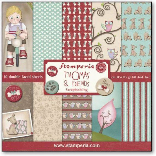 Stamperia 10 Scrapbooking Sheets 30.5x30.5cm Double Sided Thomas