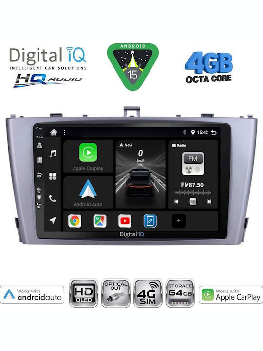 Digital IQ Car Audio System for Toyota Avensis 2009-2015 Bluetooth USB WiFi GPS Apple CarPlay Android Auto with 9" Touch Screen