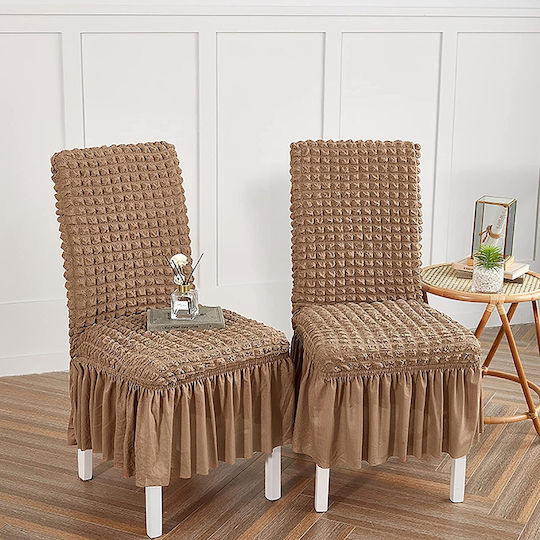 Rebeka Home Ελαστικό Κάλυμμα Καρέκλας Brown 6τμχ