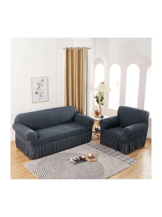 Rebeka Home Σετ Ελαστικά Καλύμματα Σαλονιού Anthracite