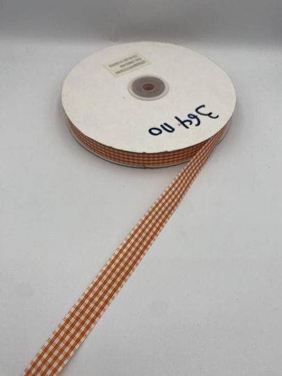Checked Orange Ribbon 100m