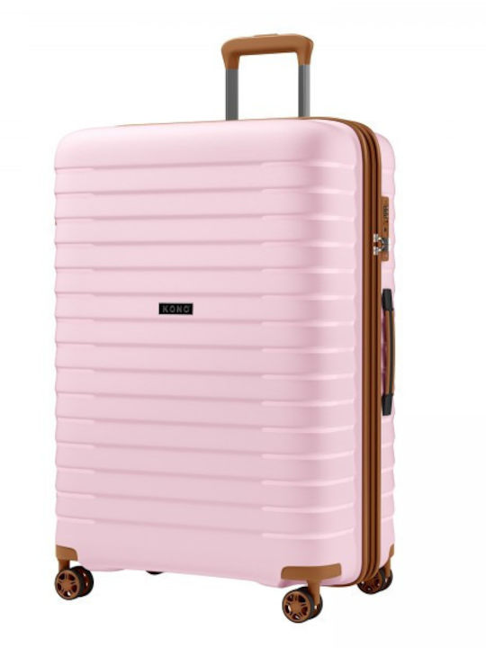 Miss Lulu Large Hard Travel Suitcase Pink and Brown Height 75cm