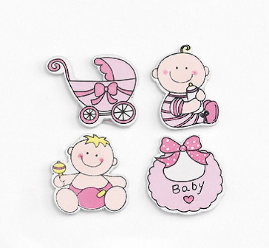 Decorative Stickers Pink 4 Designs Per Set 50 Pieces