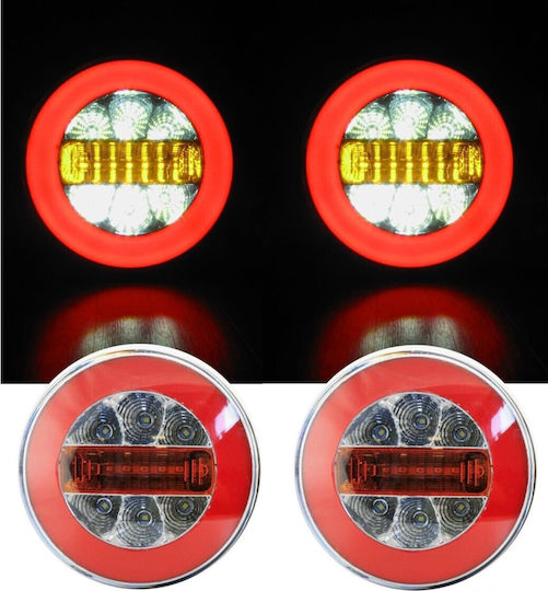 Set 2 Runde LED Rücklichter Neon Hamburger Effekt 12V Ø14 cm