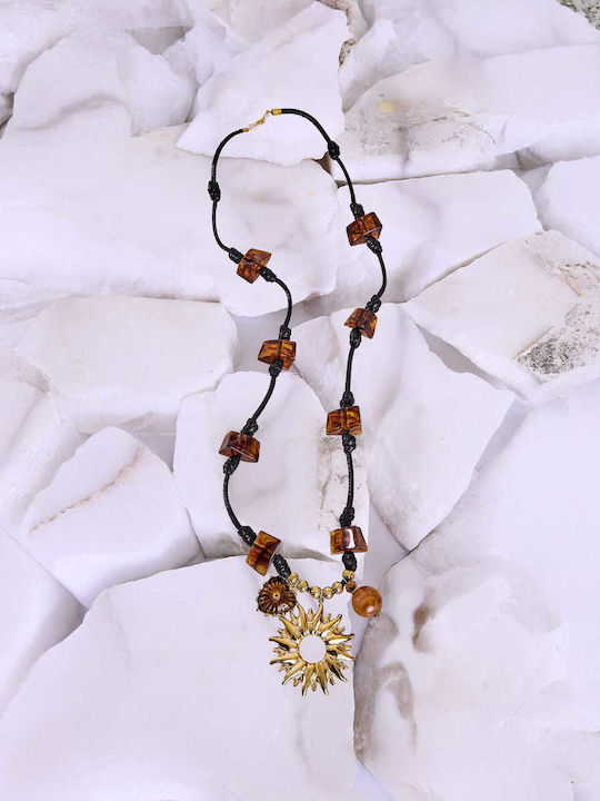 Celestino Γυναικείο Κολιέ Κορδόνι Ήλιο Χρυσαφί