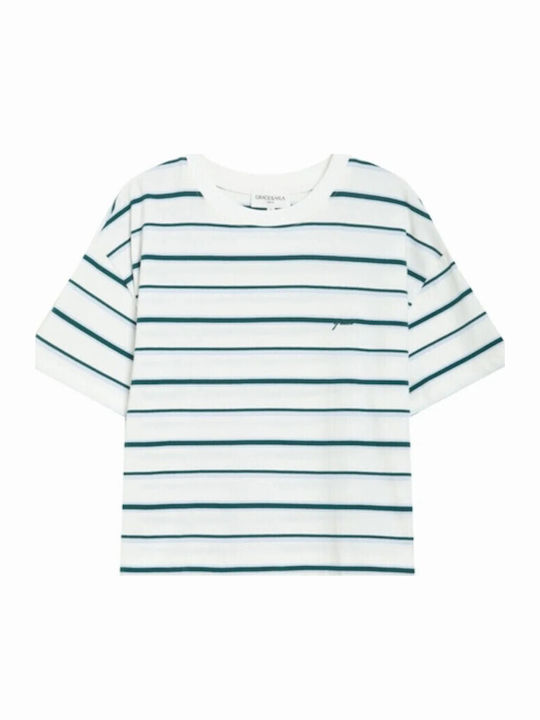 Γυναικείο T-shirt Ριγέ Λευκό