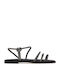 Leather Women's Flat Sandals Black